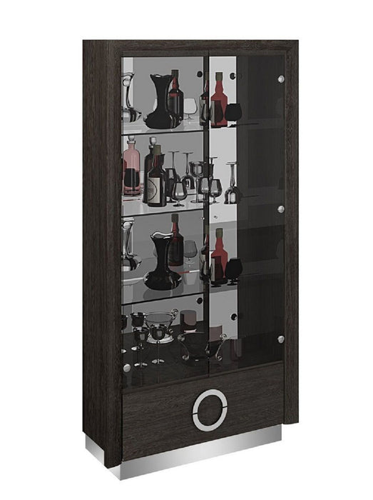 Accent Cabinet With One Drawer - Silver And Gray