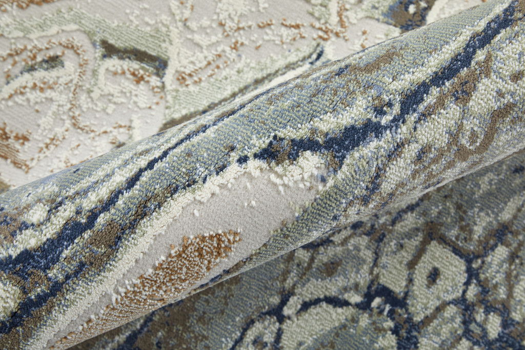 8' X 12' Abstract Area Rug - Gray And Ivory