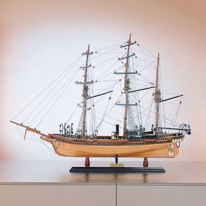 Hand Painted 1862 CSS Alabama Model Boat - Brown