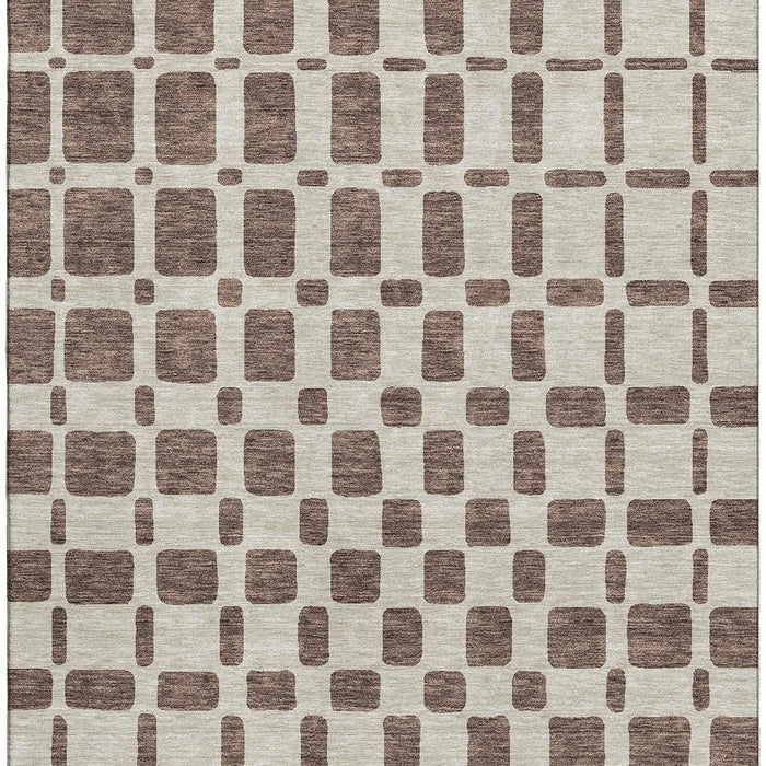 10' X 14' Geometric Washable Area Rug With UV Protection (669270) - Brown / Ivory