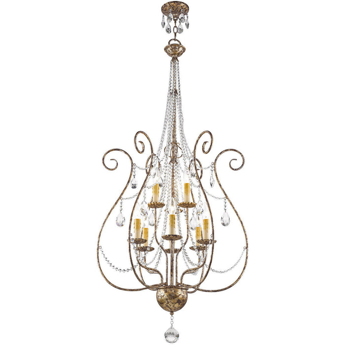 52" Nine Light Dimmable Chandelier With Shades - Bronze
