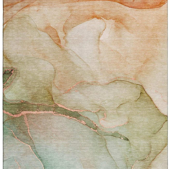 10' X 14' Abstract Washable Area Rug With UV Protection (646930) - Teal / Ivory