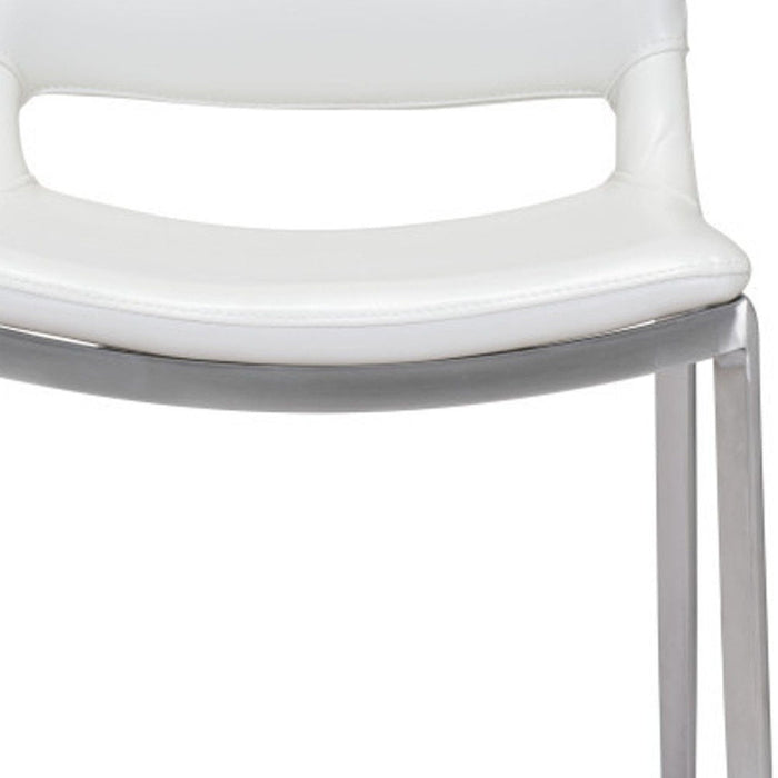 25" Steel Low Back Counter Height Bar Chairs (Set of 2) - White And Silver