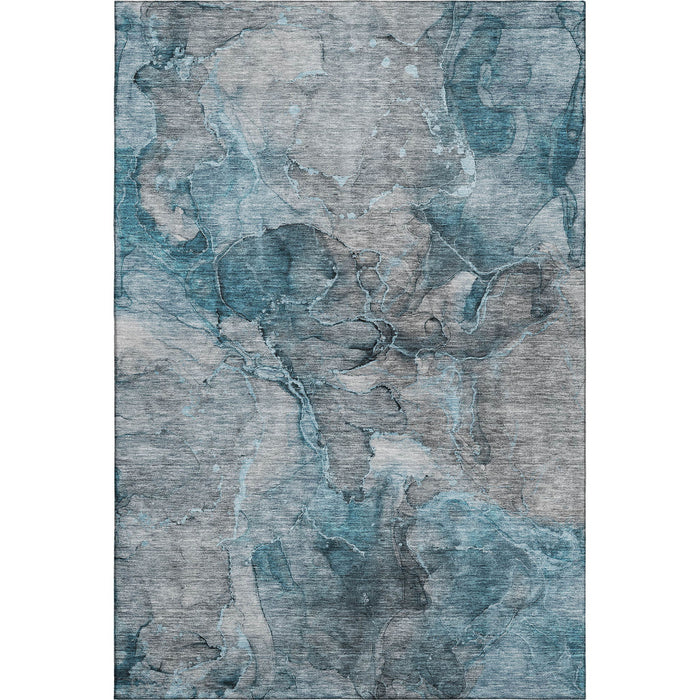 10' X 14' Abstract Washable Area Rug With UV Protection (656334) - Teal / Gray