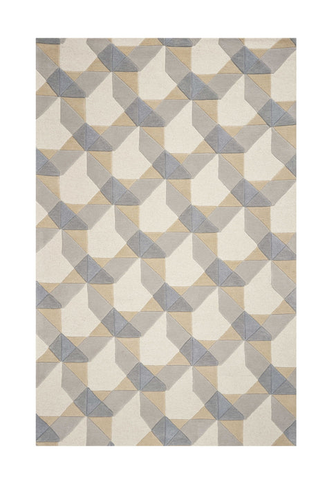 8' x 11' Hand Tufted Geometric Chain Pattern Indoor Area Rug - Ivory Gray