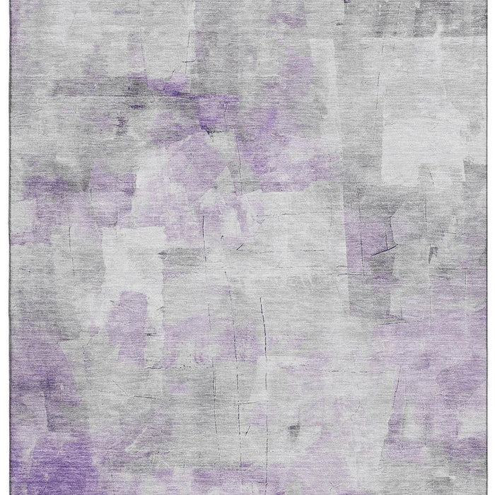 10' X 14' Abstract Washable Area Rug With UV Protection (696716) - Lavender / Silver / Gray