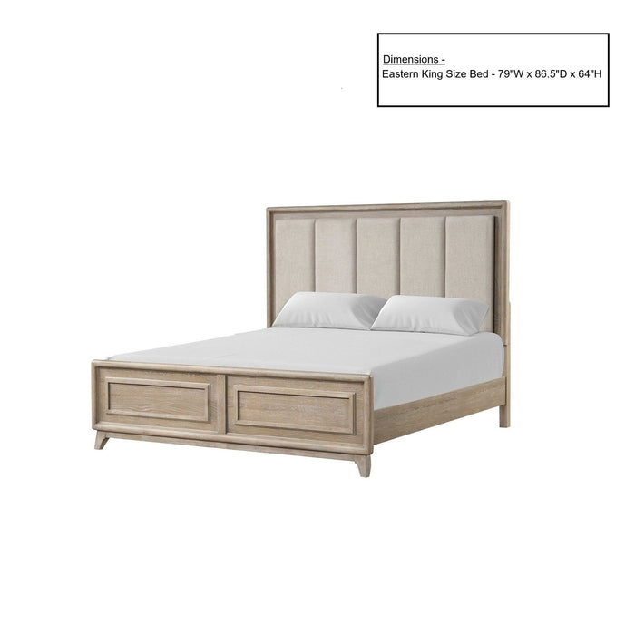 Eastern King Size Bed With Padded Headboard - Oak