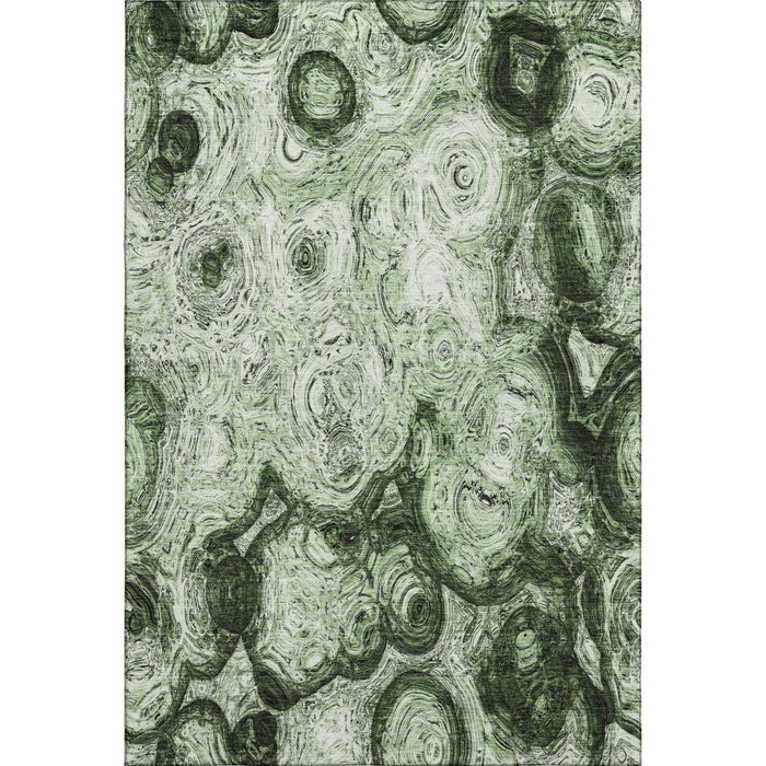 10' X 14' Abstract Washable Area Rug With UV Protection (650152) - Green / Charcoal