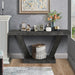 Vintage distressed wood Giga accent entryway bench with two-tier storage cabinet and rustic design.