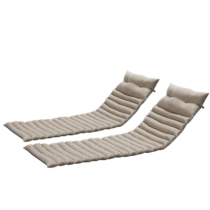 Giga 2-piece outdoor chaise lounge chair cushion set with back and seat cushions, cream-colored fabric for comfortable outdoor seating.