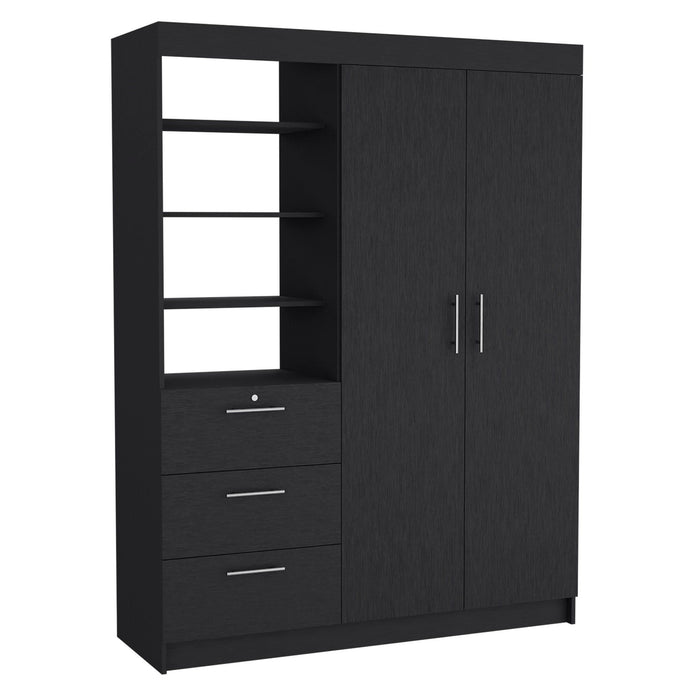 79" Wood Two Door Three Drawer Combo Dresser - Black