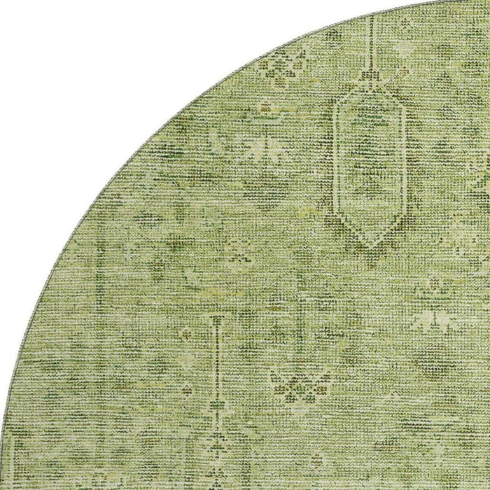 8' Southwestern Washable Round Rug With UV Protection - Sage And Green