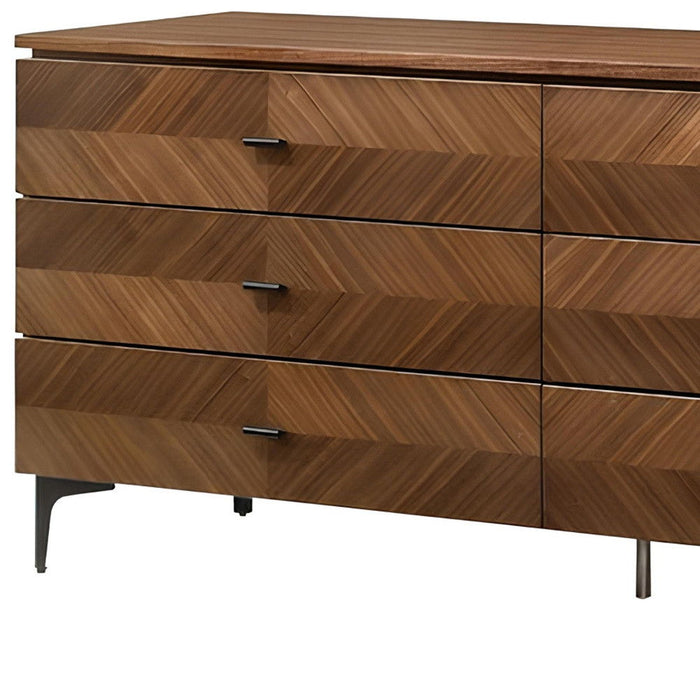 Manufactured Wood Six Drawer Double Dresser 63" - Walnut