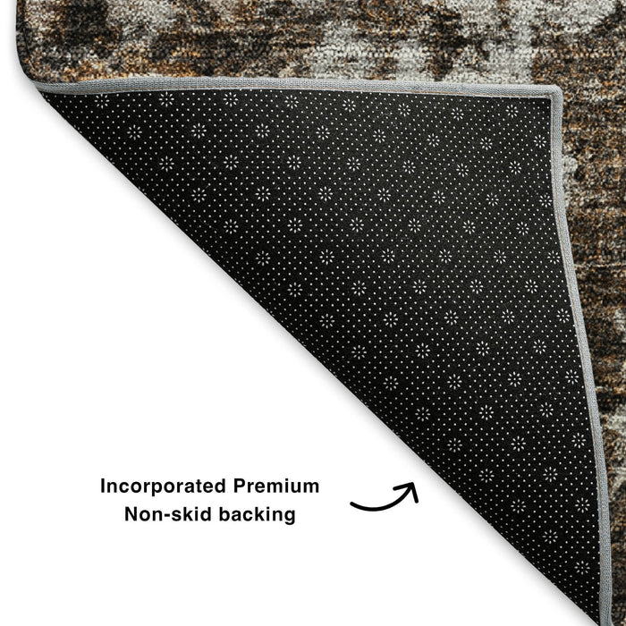 10' X 14' Oriental Washable Area Rug With UV Protection (653767) - Chocolate / Ivory