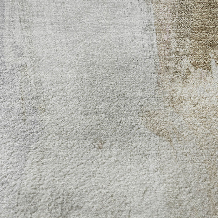 10' X 14' Abstract Washable Area Rug With UV Protection (710220) - Ivory / Charcoal / Beige