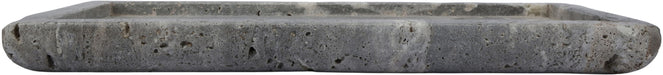 Meridian Furniture Nolan genuine travertine tray with natural stone surface and sleek edge design, ideal for serving or decor.