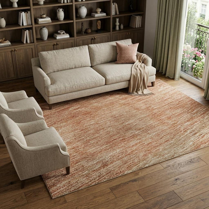 10' X 14' Ombre Washable Area Rug With UV Protection (673801) - Rust / Beige