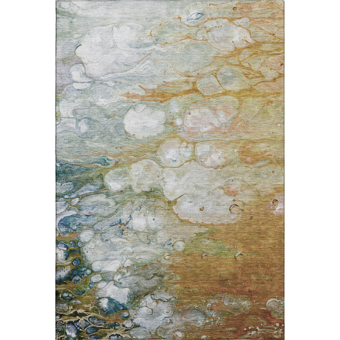 10' X 14' Abstract Washable Area Rug With UV Protection (692691) - Rust / Teal / Gray