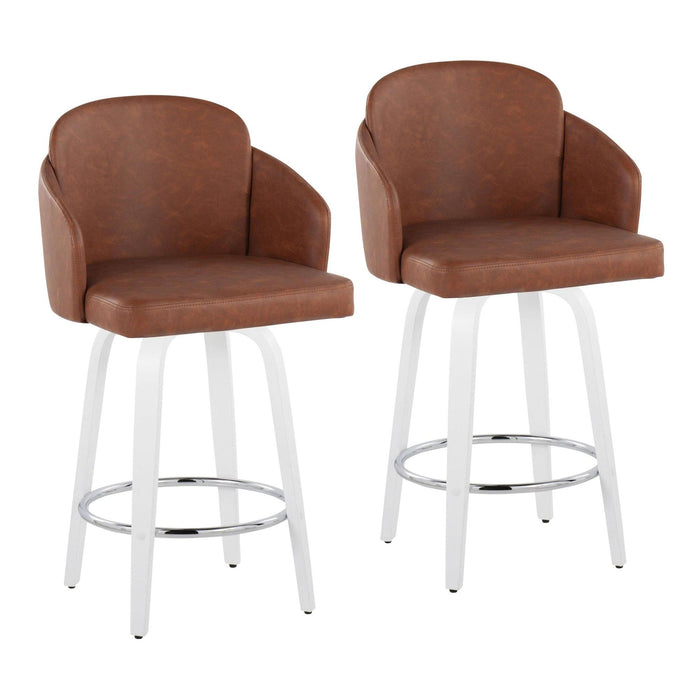 Cinch - Contemporary Fixed-Height Swivel Counter Stool (Set of 2) - White Wood