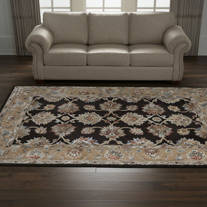 5' X 8' Floral Hand Tufted Area Rug - Brown