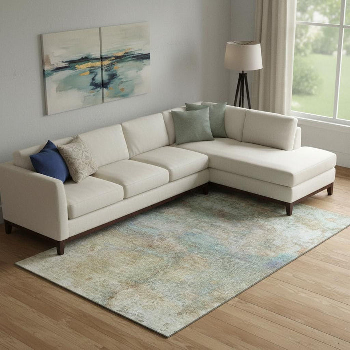 10' X 14' Abstract Washable Area Rug With UV Protection (717803) - Wheat / Beige