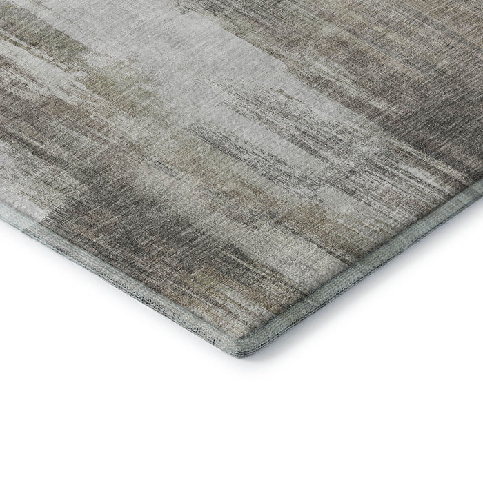 8' Abstract Washable Round Rug With UV Protection (649609) - Taupe / Ivory
