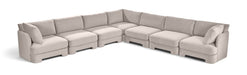 Meridian Furniture Hammond velvet upholstery 7-piece corner sectional sofa, stationary living room furniture with plush fabric.