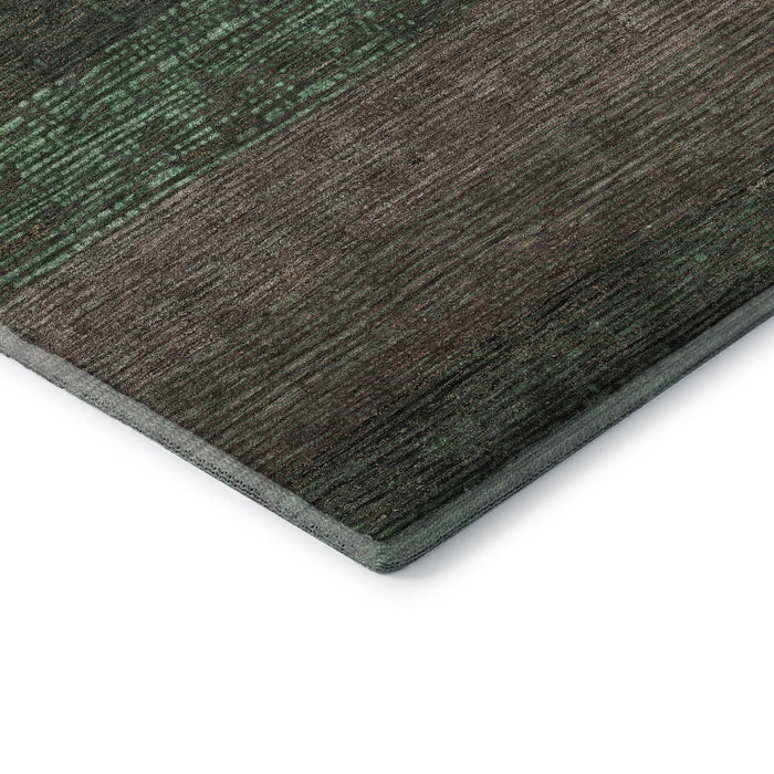 10' X 14' Striped Washable Area Rug With UV Protection (694478) - Green / Taupe