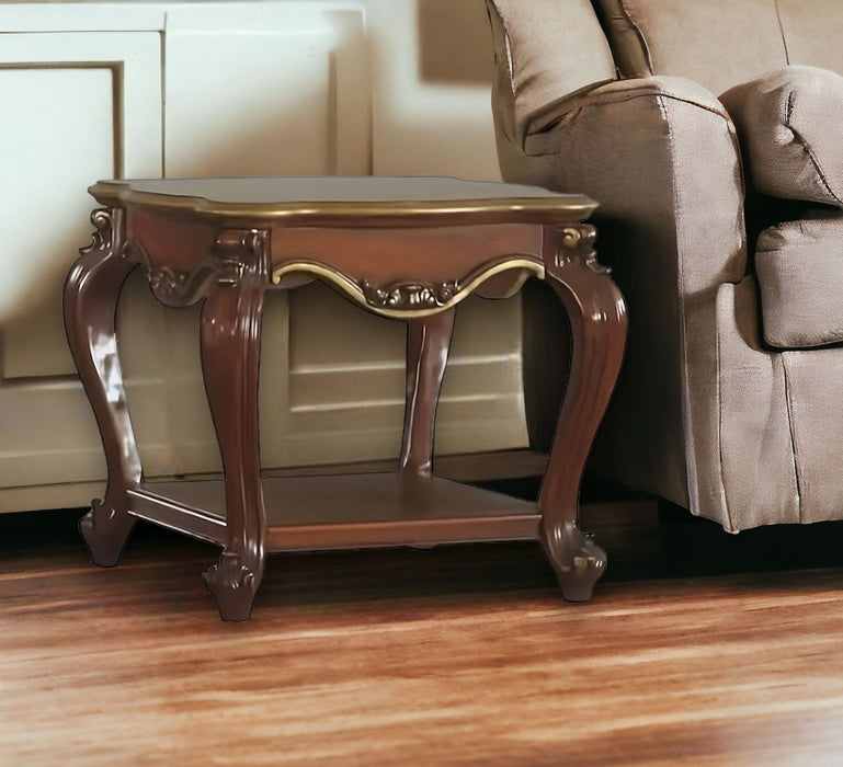 Solid Wood Square End Table With Shelf - Oak
