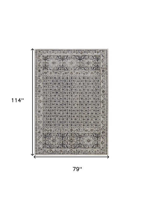 7' x 10' Abstract Stain Resistant Area Rug - Ivory Taupe And Gray