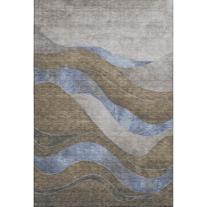 10' X 14' Abstract Washable Area Rug With UV Protection (707167) - Taupe / Blue