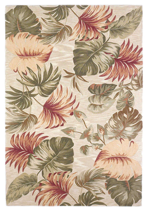5' x 8' Hand Tufted Tropical Leaves Indoor Area Rug - Beige