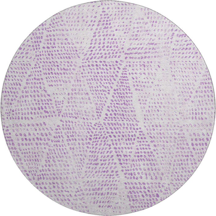 8' Diamond Washable Round Rug With UV Protection (650593) - Purple / Ivory