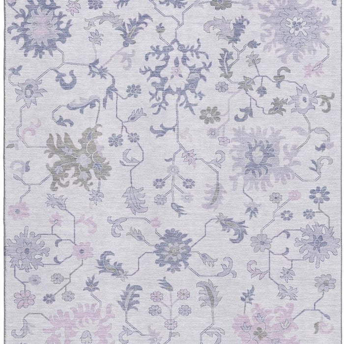 10' X 14' Floral Washable Area Rug With UV Protection (705917) - Lavender / Gray