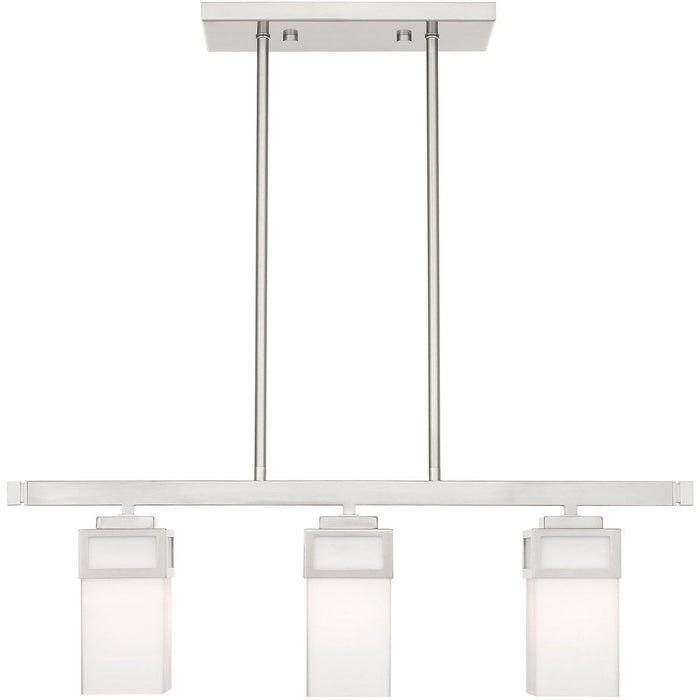 10" Three Light Dimmable Chandelier With Shades - Nickel