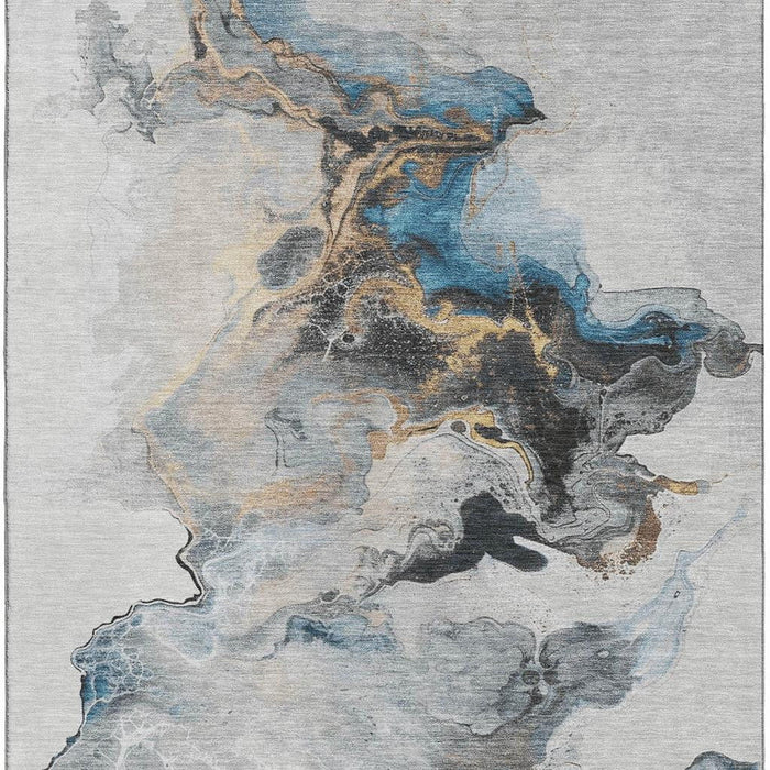 10' X 14' Abstract Washable Area Rug With UV Protection (697266) - Gray / Blue / Copper