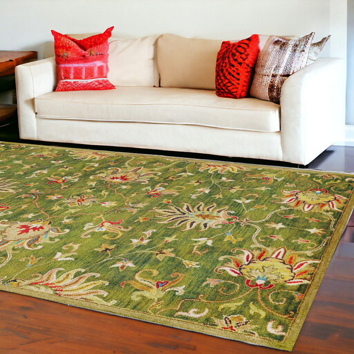 9' x 13' Wool Area Rug - Emerald Green