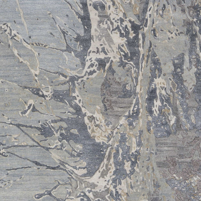 9' X 12' Abstract Hand Tufted Distressed Area Rug - Ivory