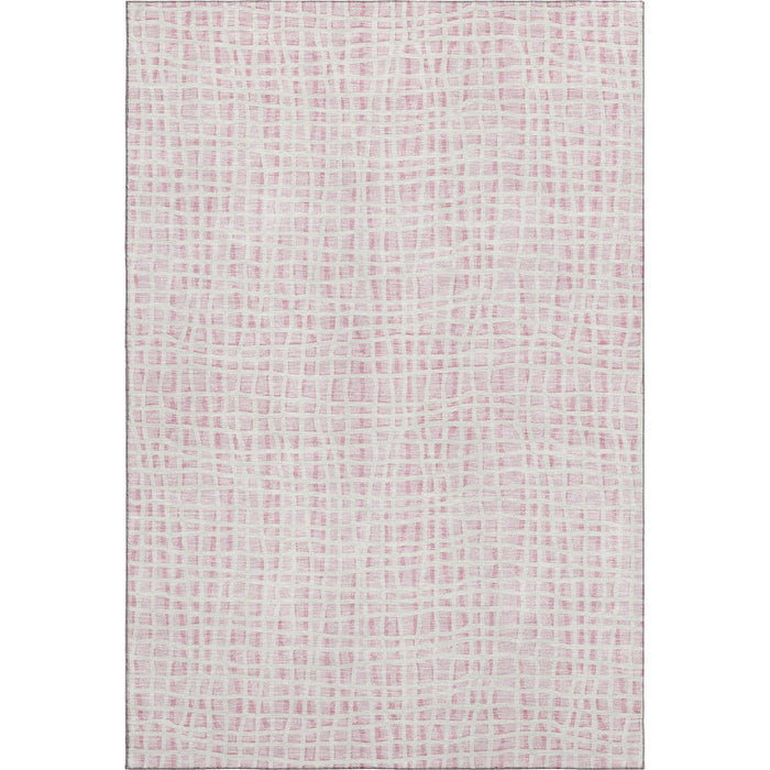 10' X 14' Striped Washable Area Rug With UV Protection - Pink / Ivory