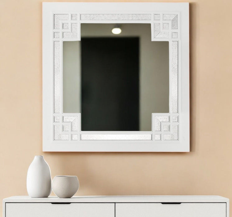 39" Square Accent Mirror - White