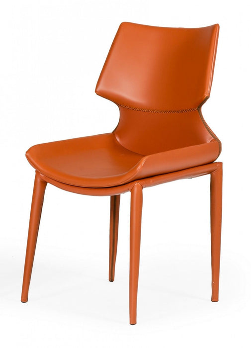 Cognac Faux Leather Wrapped Dining Chairs (Set of 2) - Terra Cotta