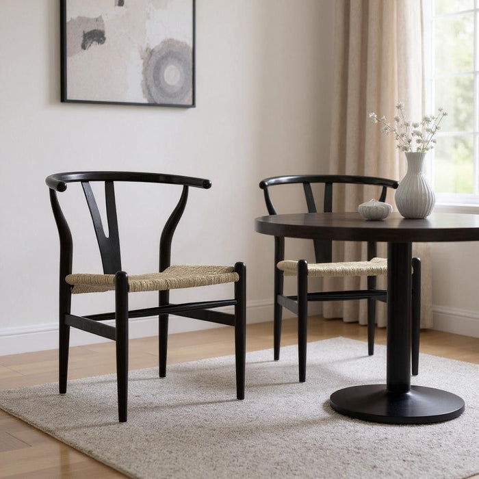 Dining Wood Parsons Chairs (Set of 2) - Black
