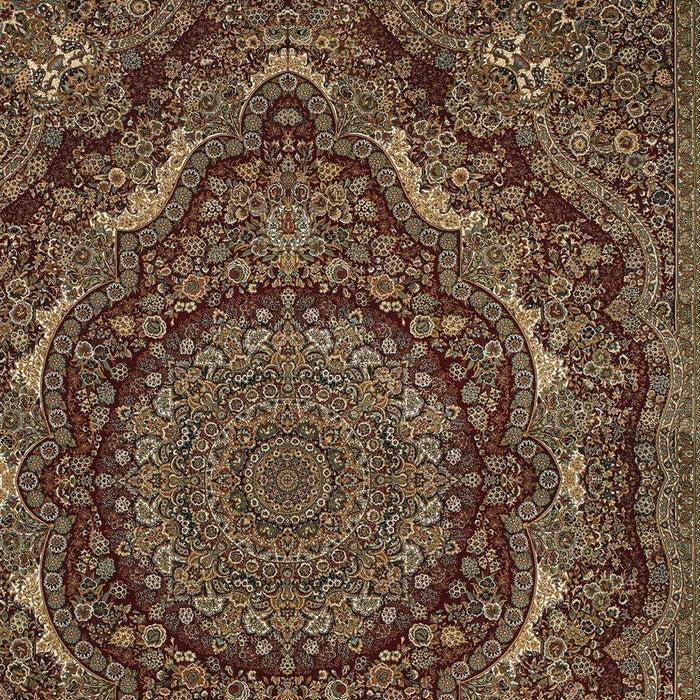 8' X 11' Medallion Area Rug With Fringe - Red And Gold