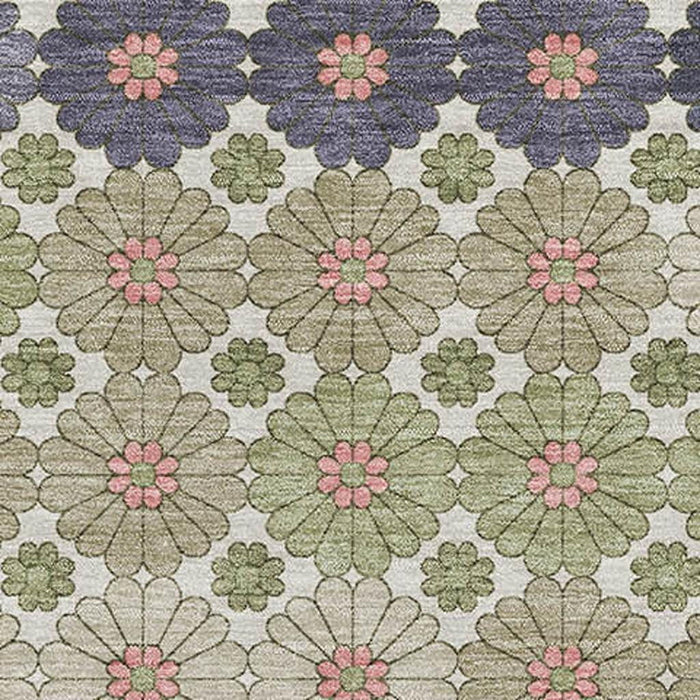10' X 14' Geometric Washable Area Rug With UV Protection (696854) - Artichoke Green / Purple / Beige