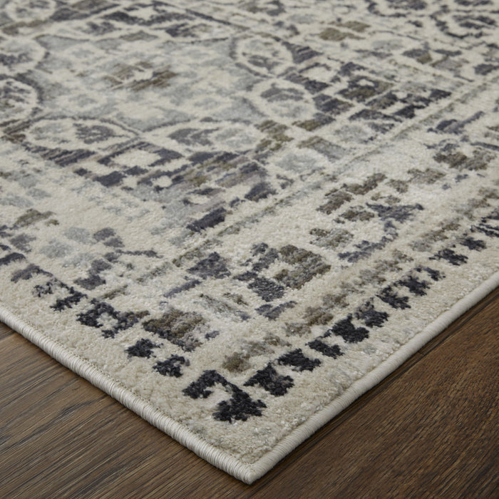 10' x 14' Abstract Stain Resistant Area Rug - Ivory Taupe And Gray