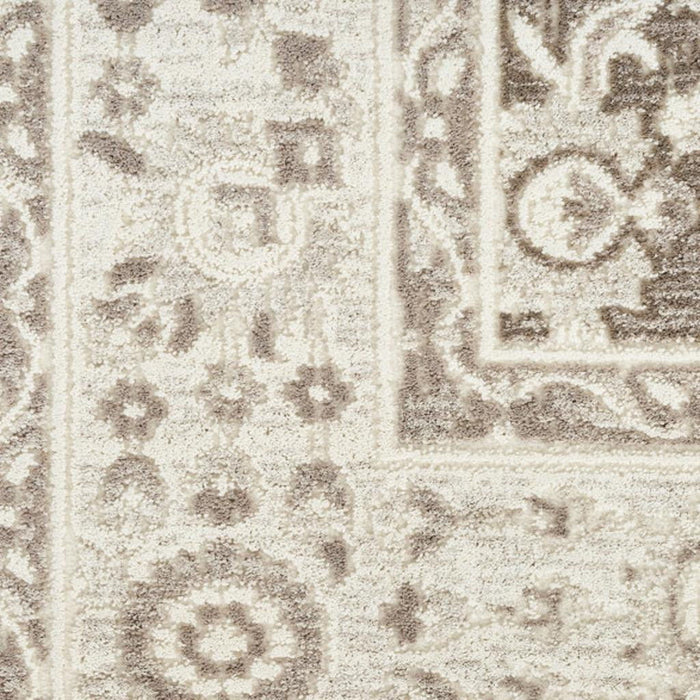 9' X 12' Floral Distressed Non Skid Area Rug (564198) - Ivory / Brown / Gray