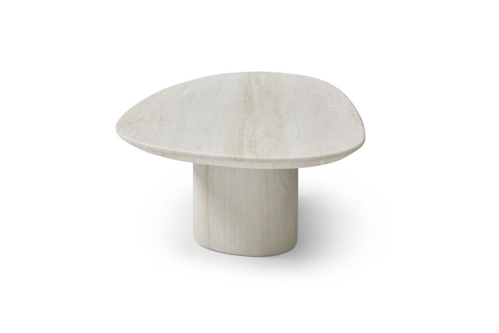 Marble Oval Pedestal Coffee Table - Beige