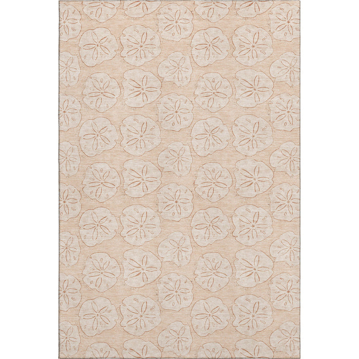 5' X 8' Geometric Washable Area Rug With UV Protection (646081) - Apricot / Ivory