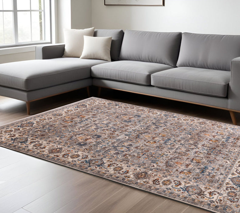 7' X 10' Traditional Oriental Area Rug With Fringe - Gray