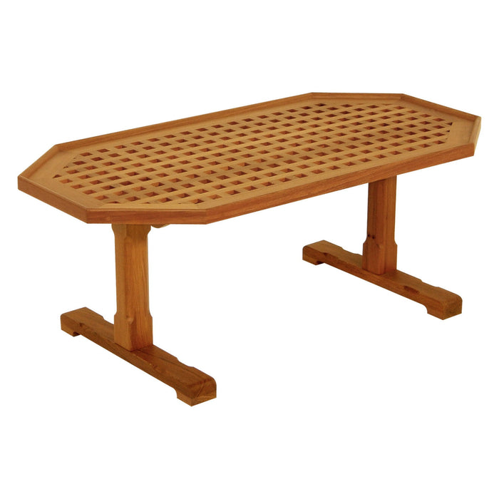 Solid Teak Wood Hexagonal Coffee Table - Brown